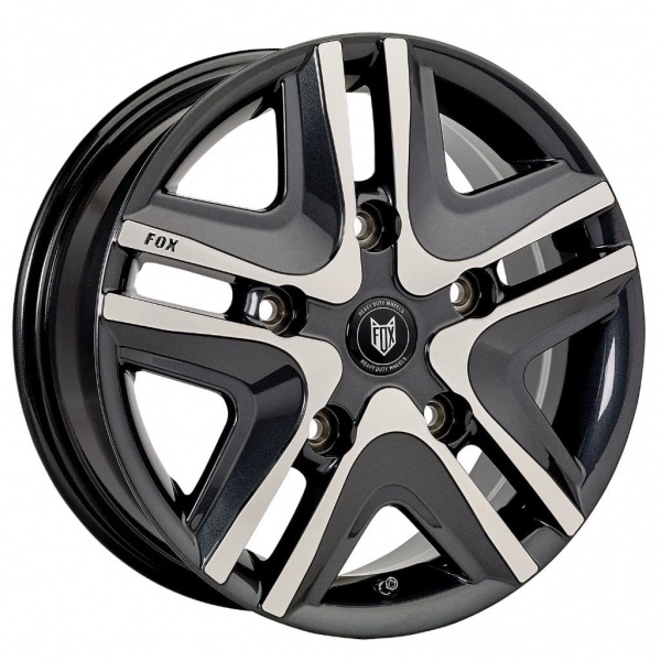 16'' Fox Opus Carbon Grey Polish Face Alloy Wheels