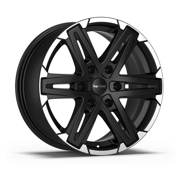 18" SuperMetal Compass Matt Black Polished Rim Alloy Wheels Van Wheels