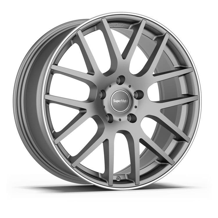 20'' SuperMetal Trident Matt Grey Polished Rim Alloy Wheels