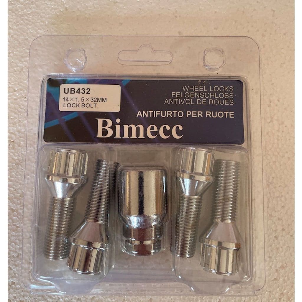 Bimecc Black Alloy Wheel Locking Bolts 40mm Tapered M14x1.5 For Audi A5 A6 A7 A8