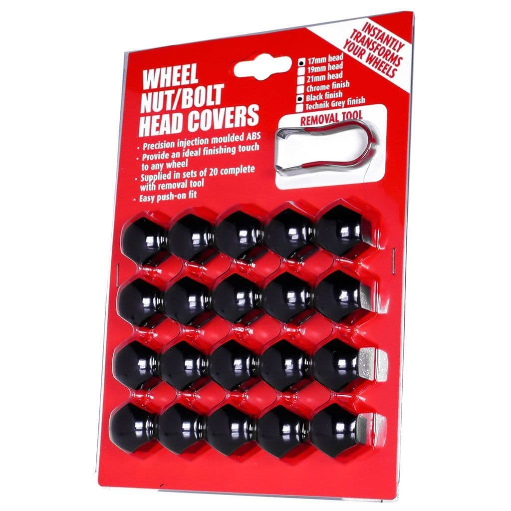 Wheel Nut / Bolt Covers with Removal Tool Black Van Wheels