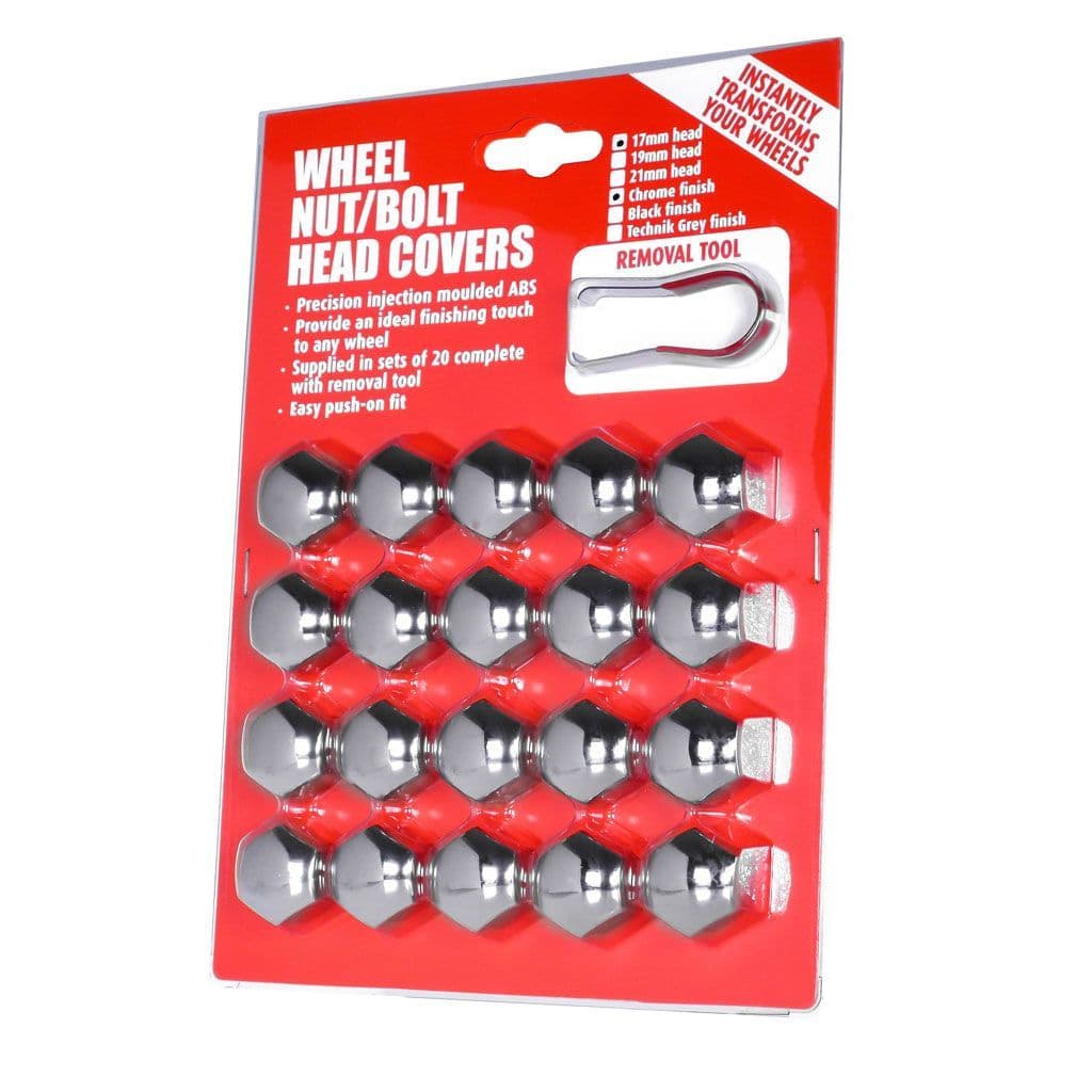 Wheel Nut / Bolt Covers with Removal Tool - Chrome