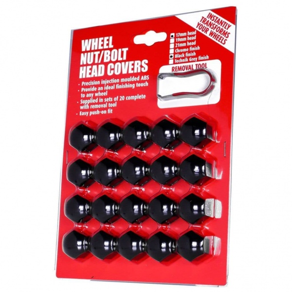 Wheel Nut / Bolt Covers with Removal Tool - Black