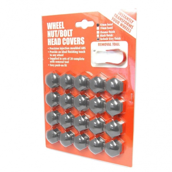 Wheel Nut / Bolt Covers with Removal Tool - Technik Grey